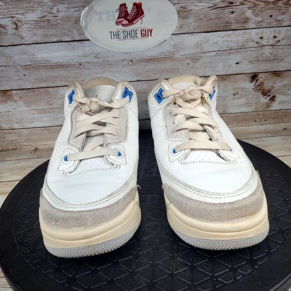 Air Jordan Retro 3 Sneakers Boy's Size 13C White/Blue Athletic Shoes - Picture 4 of 9